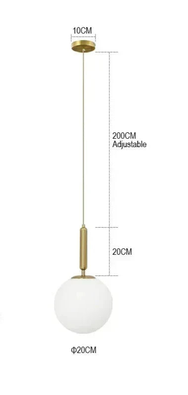 Modern Pendant Light Fixture Glass Globe Adjustable Hanging Lamp Black Gold — Image 4