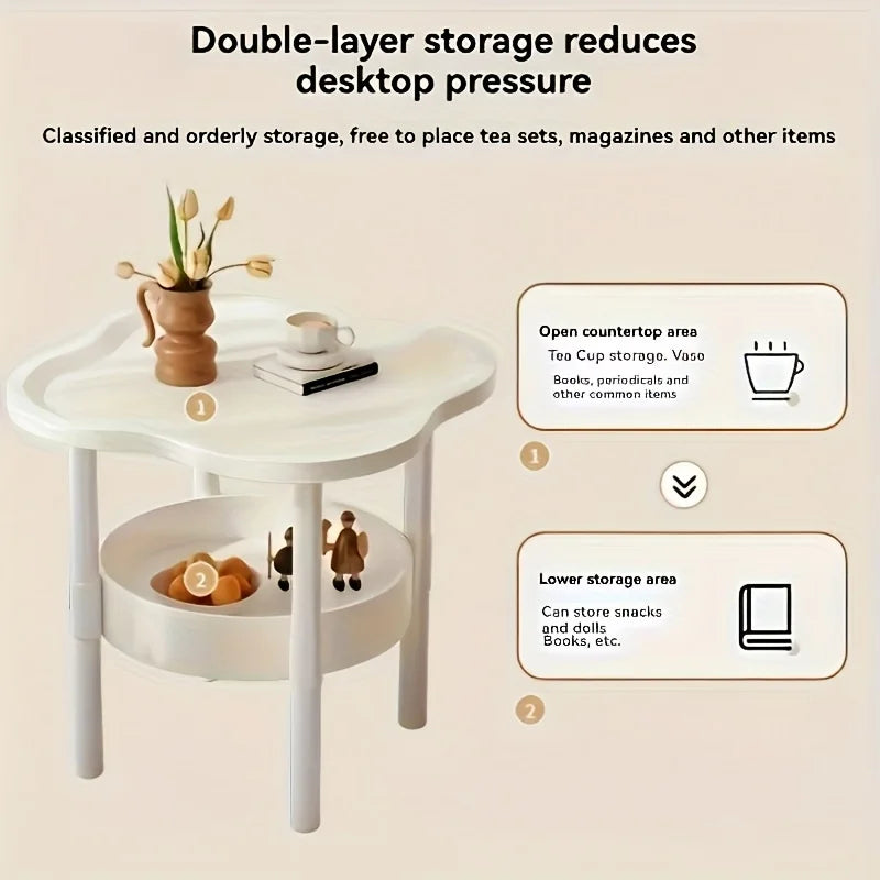 Stylish Cloud-Shaped Side Table with Storage, Beige & Green, 16.1" x 18.9" — Image 5