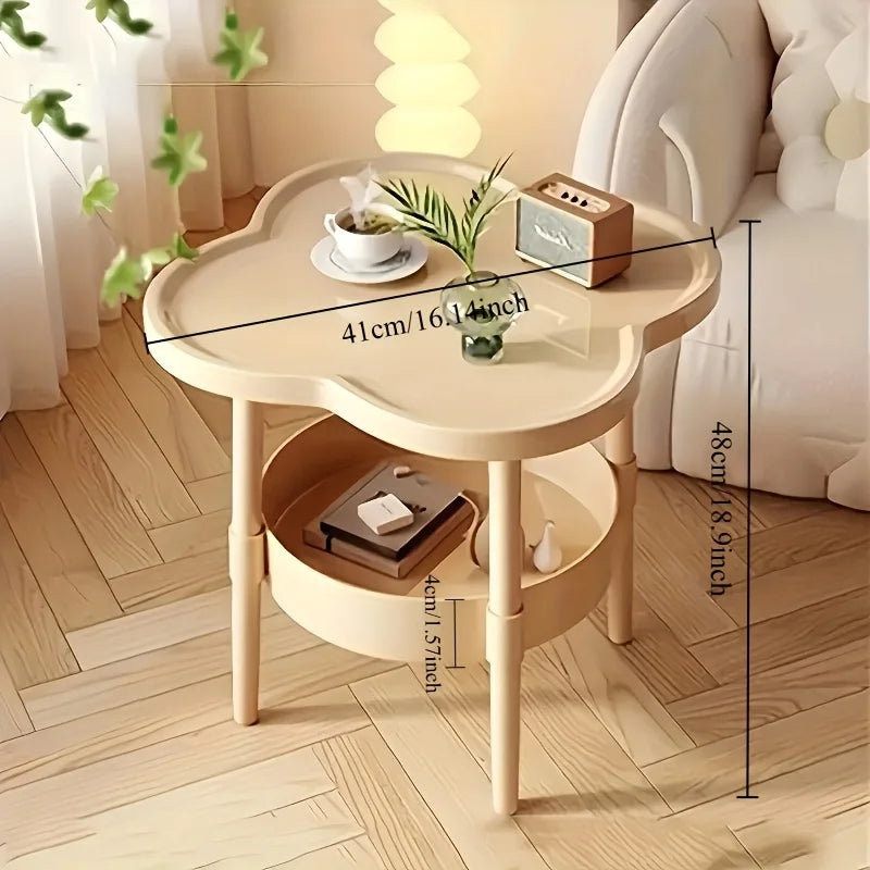 Stylish Cloud-Shaped Side Table with Storage, Beige & Green, 16.1" x 18.9" — Image 3