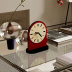 Voyage Modern Arch Table Clock Red Wood Marble Stylish Home Decor Office Desk — Image 2