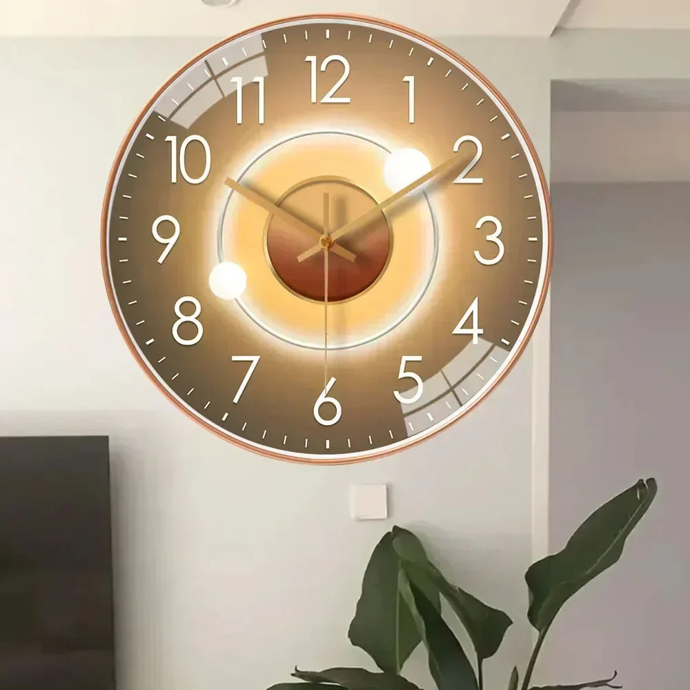 Modern Silent Wall Clock Quartz Movement Decorative Timepiece Gold Glass Metal — Image 14