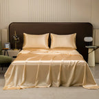 Premium Satin Bed Sheet Set Gold Queen Size Silky Soft Wrinkle-Resistant — Image 2