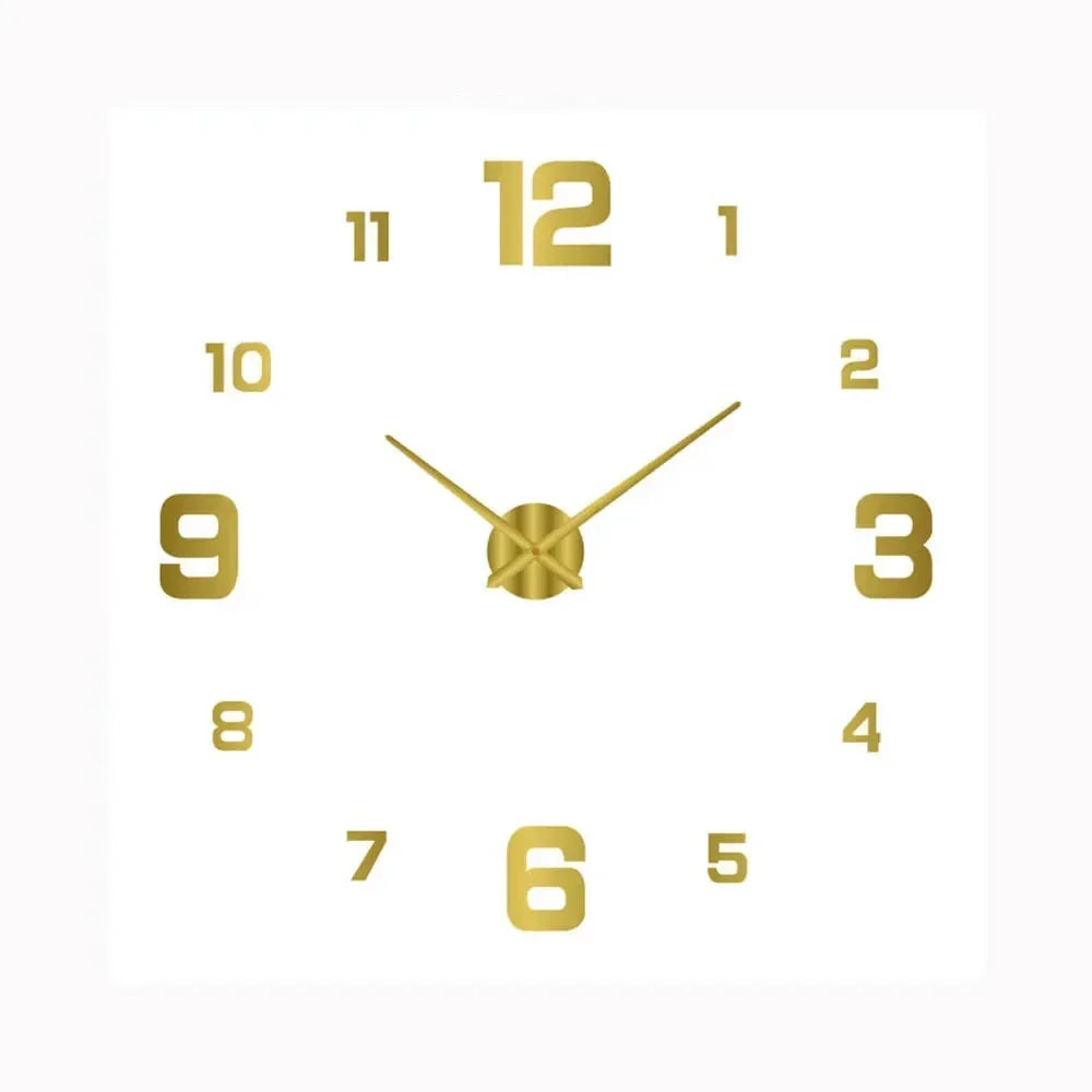 Modern Silent Wall Clock Quartz Movement Decorative Timepiece Gold Glass Metal — Image 3