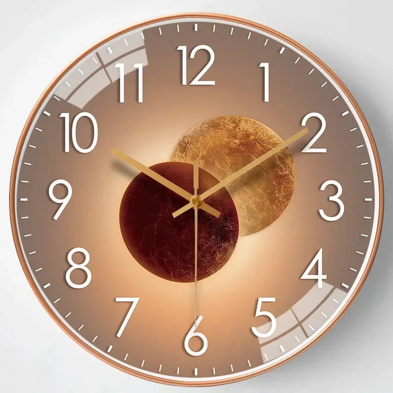 Modern Silent Wall Clock Quartz Movement Decorative Timepiece Gold Glass Metal — Image 6