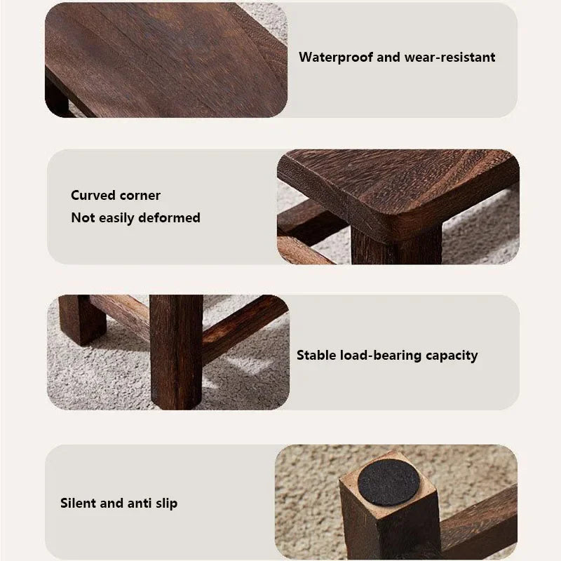 Wooden Step Stool Set 3-Pack Natural Dark Light Finish Solid Wood 30x20x18cm — Image 5
