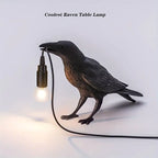 Raven Table Lamp Bird-Shaped Resin Sculpture Light Home Decor Black — Main Image