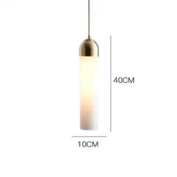 Contemporary Cylinder Glass Pendant Light Fixture – Clear & Blue, 40cm Height, 10cm Diameter — Image 11