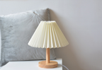 Elegant Wooden Table Lamp with Pleated Shade - Beige & White, Solid Wood, 27cm/32cm — Image 12
