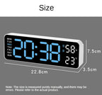 Digital Wall Clock LED Display with Temperature Humidity Dual Alarm Adjustable Brightness Modern Home Decor — Image 6