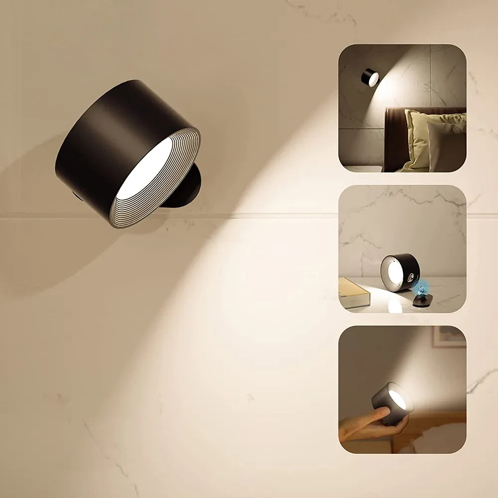 Modern Adjustable Wall Light LED Rechargeable Remote Control Wood Black White — Image 7