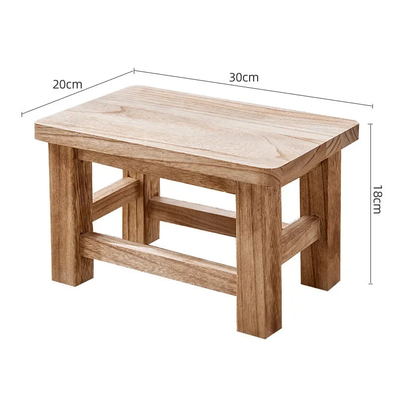 Wooden Step Stool Set 3-Pack Natural Dark Light Finish Solid Wood 30x20x18cm — Image 6