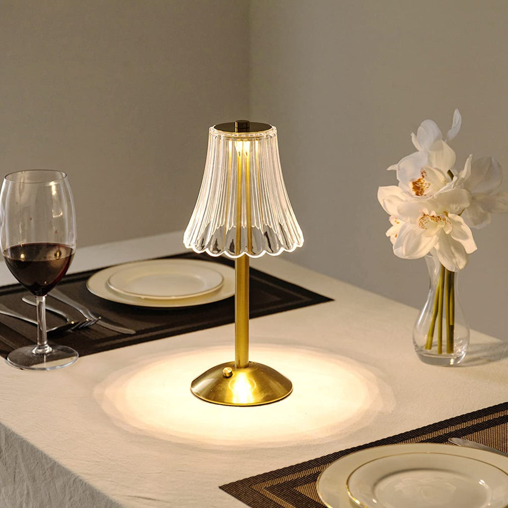 Elegant Gold Table Lamp with Glass Shade - Vintage Style, Metal Base, 15-inch — Image 7