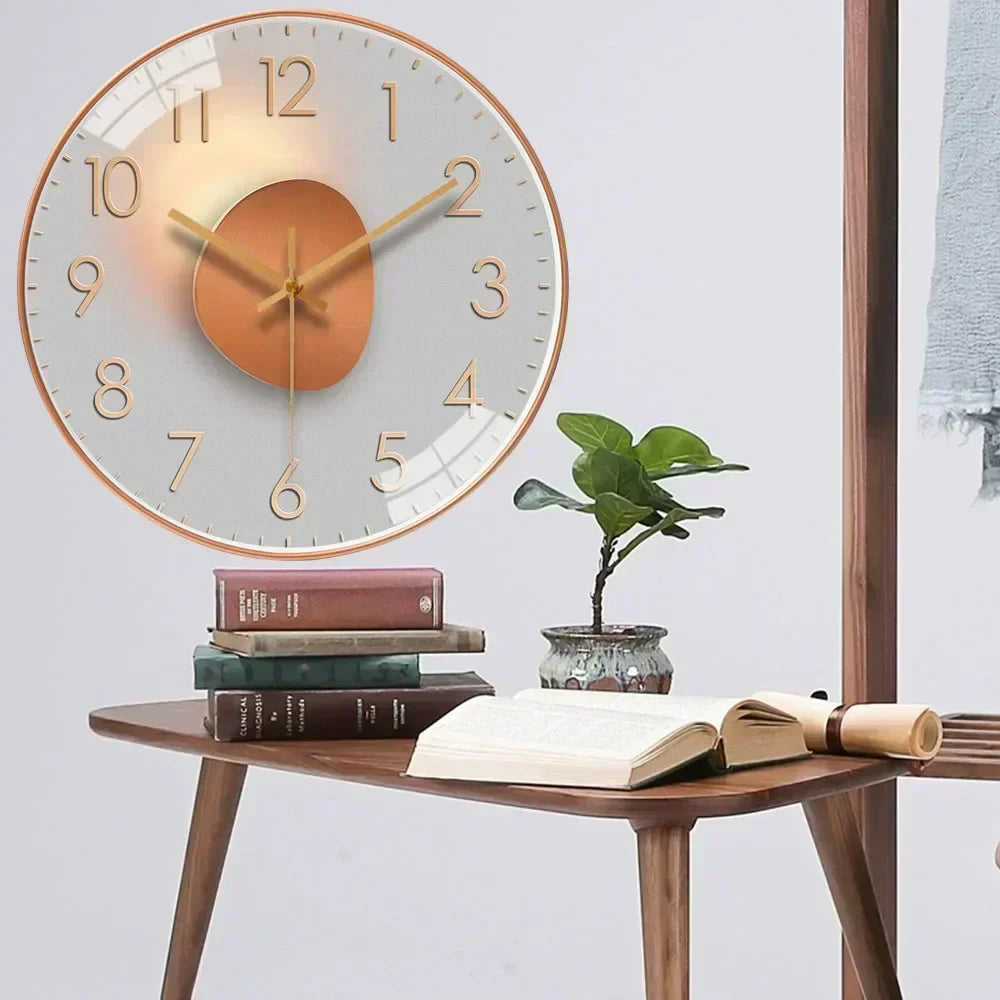 Modern Silent Wall Clock Quartz Movement Decorative Timepiece Gold Glass Metal — Image 10