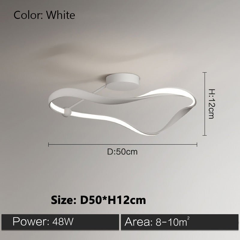 Modern LED Ceiling Light Fixture Wave Design Black White 48W 58W for Living Room Bedroom — Image 3
