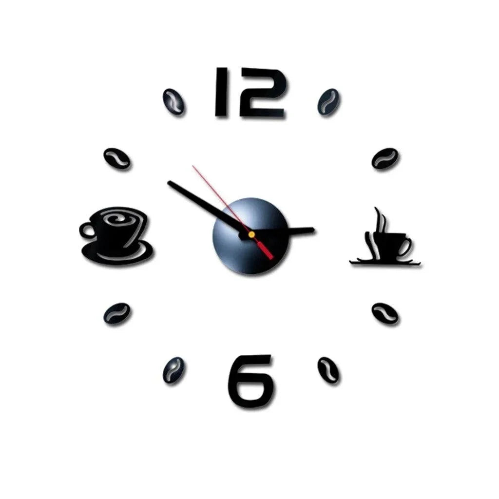 Modern 3D DIY Coffee Cup Wall Clock Acrylic Decorative Timepiece for Living Room Kitchen — Image 6