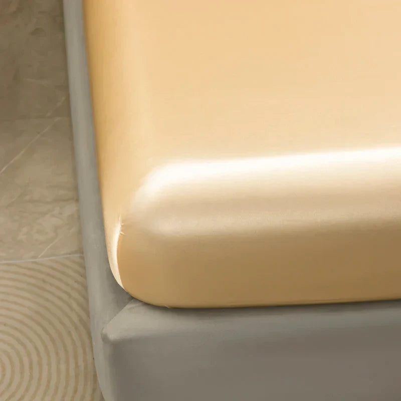 Premium Satin Bed Sheet Set Gold Queen Size Silky Soft Wrinkle-Resistant — Image 7
