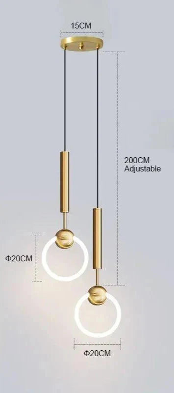 Contemporary LED Pendant Light Fixture Adjustable Hanging Ceiling Lamp Gold Metal — Image 18