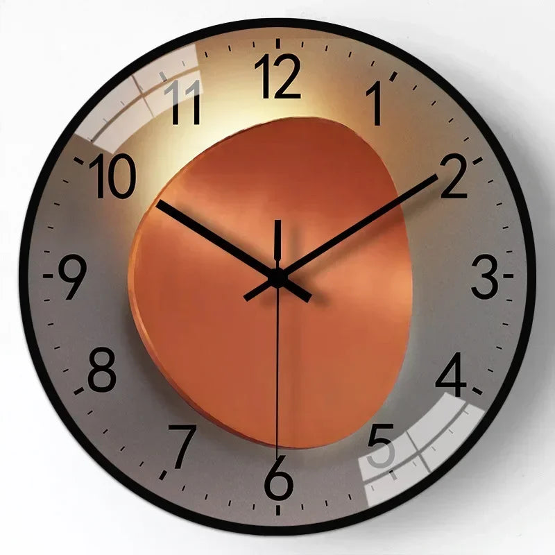 Modern Silent Wall Clock Quartz Movement Decorative Timepiece Gold Glass Metal — Image 5