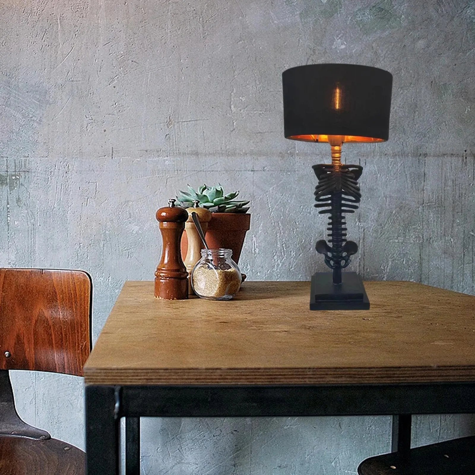 Skeleton Table Lamp Gothic Resin Black Decorative Lighting — Image 5