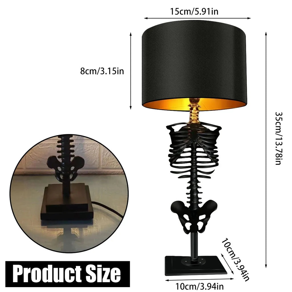 Skeleton Table Lamp Gothic Resin Black Decorative Lighting — Image 7