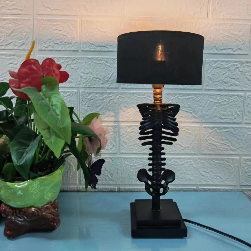 Skeleton Table Lamp Gothic Resin Black Decorative Lighting — Image 4