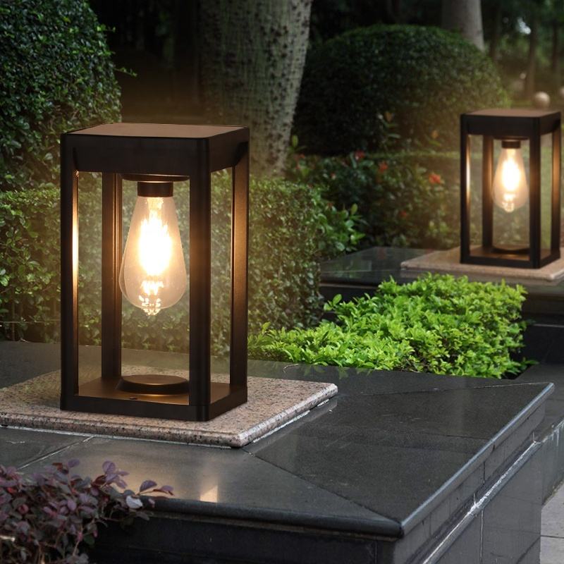 Solar LED Outdoor Lantern Black Metal Motion Sensor Waterproof 26cm Garden Light — Image 3