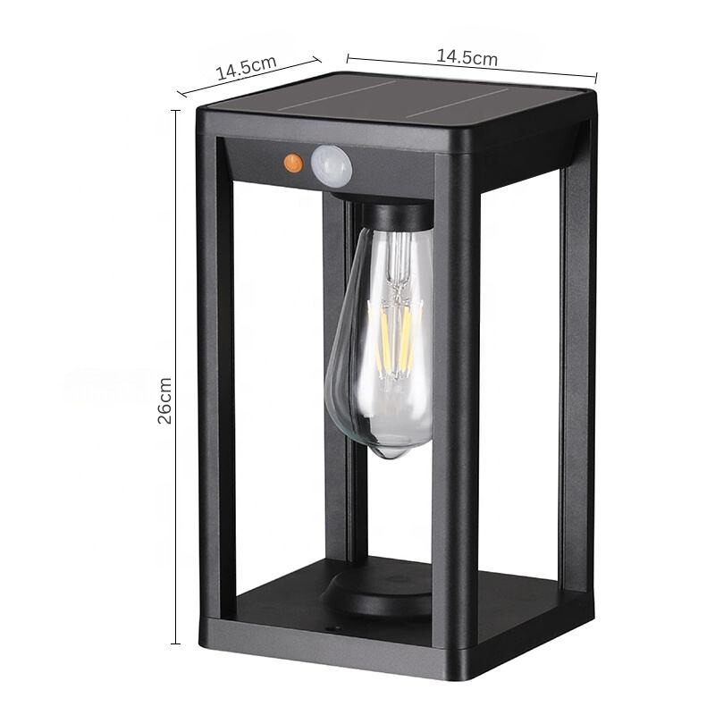 Solar LED Outdoor Lantern Black Metal Motion Sensor Waterproof 26cm Garden Light — Image 7