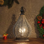 New Image Moroccan Style Metal Table Lamp Black Intricate Cutout Design Ambient Lighting — Image 3
