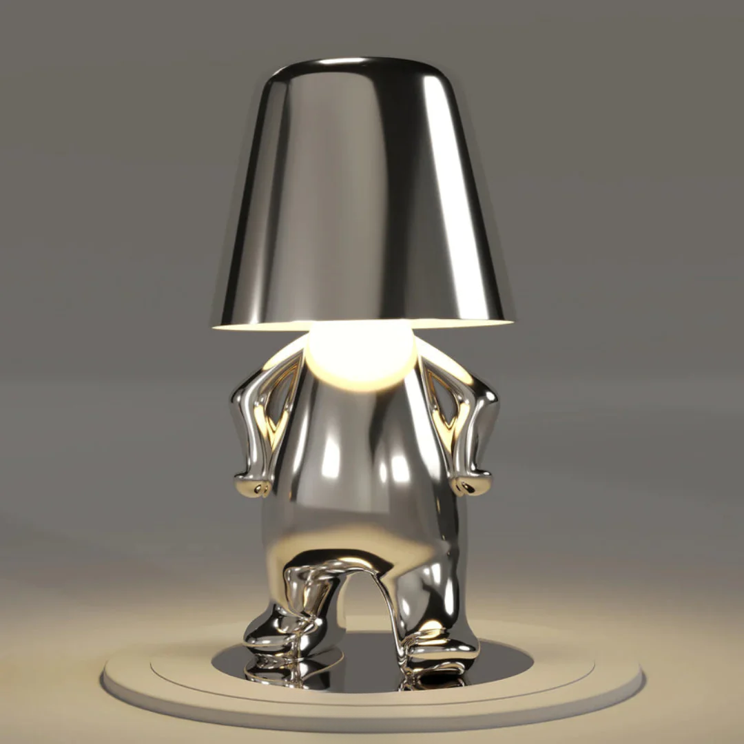 Modern Decorative Table Lamp Human Figure Metal Finish Gold Silver — Image 14