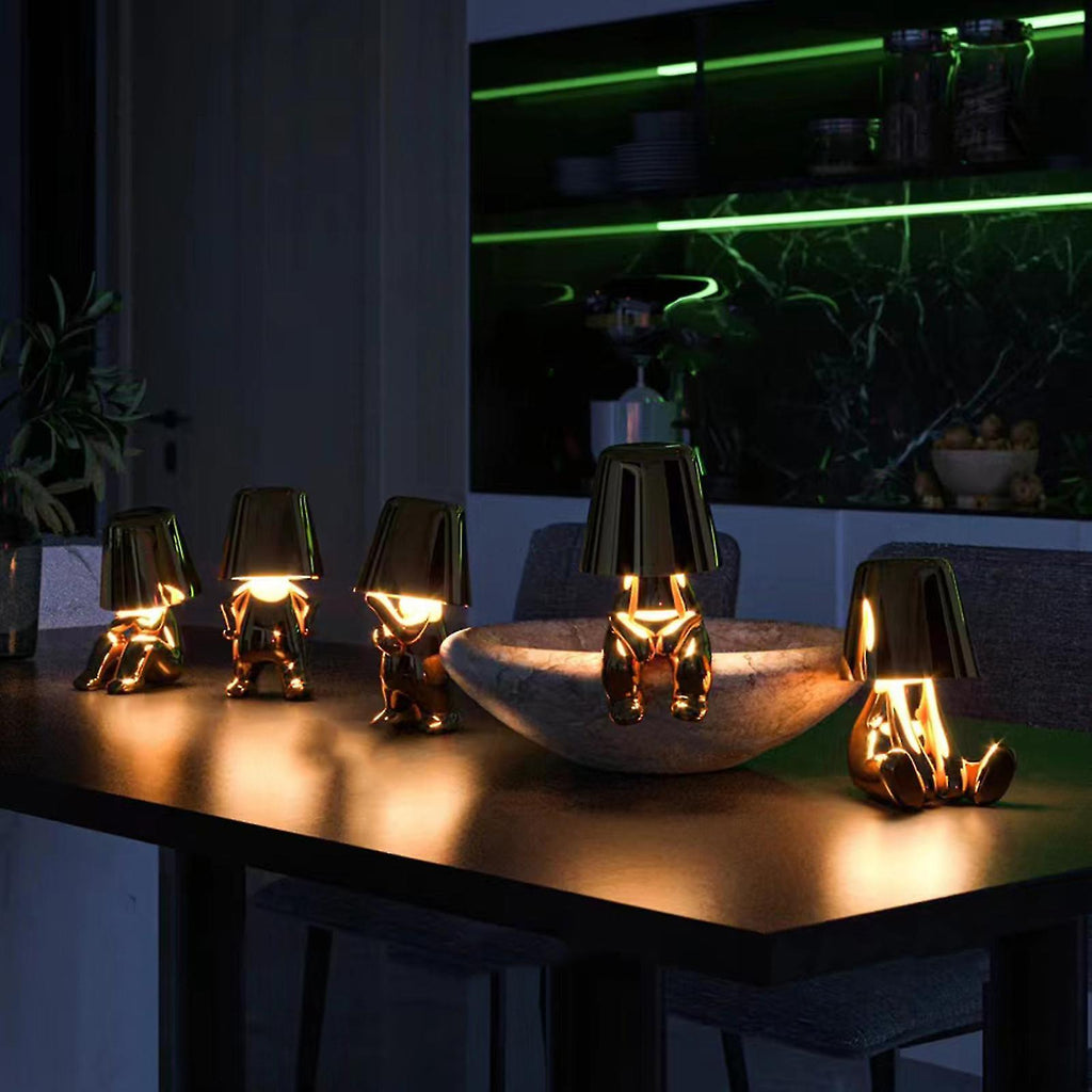 Modern Decorative Table Lamp Human Figure Metal Finish Gold Silver — Image 5