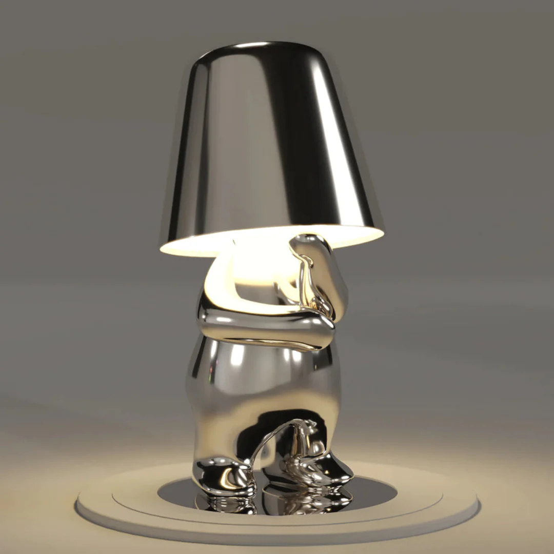 Modern Decorative Table Lamp Human Figure Metal Finish Gold Silver — Image 6