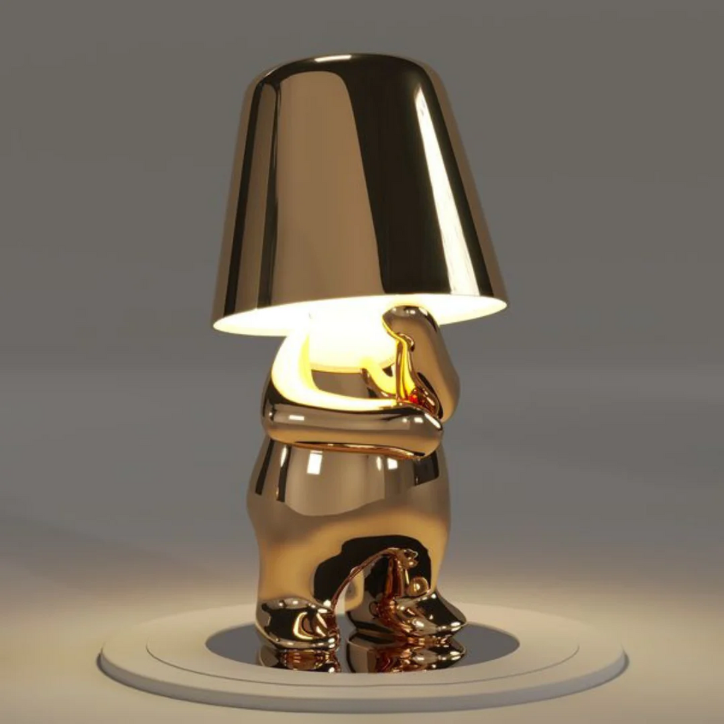 Modern Decorative Table Lamp Human Figure Metal Finish Gold Silver — Image 7