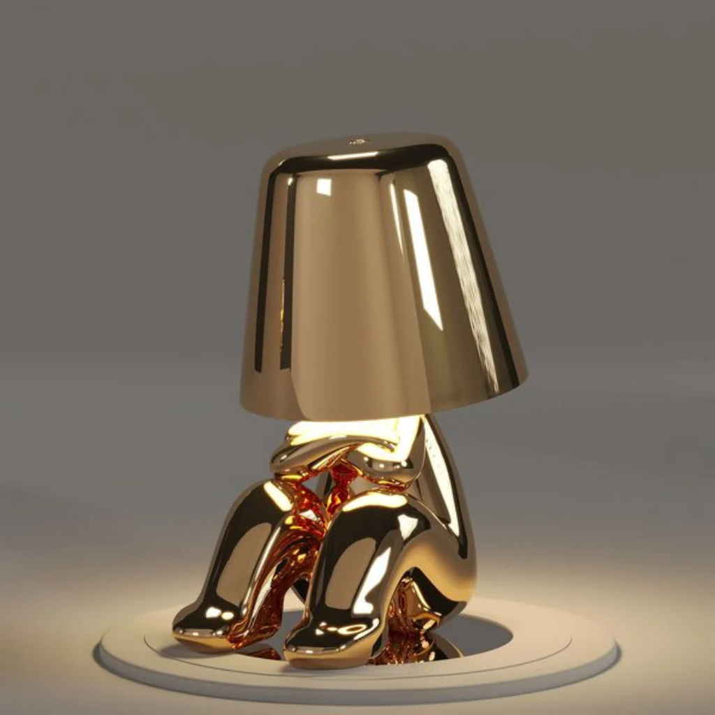 Modern Decorative Table Lamp Human Figure Metal Finish Gold Silver — Image 9