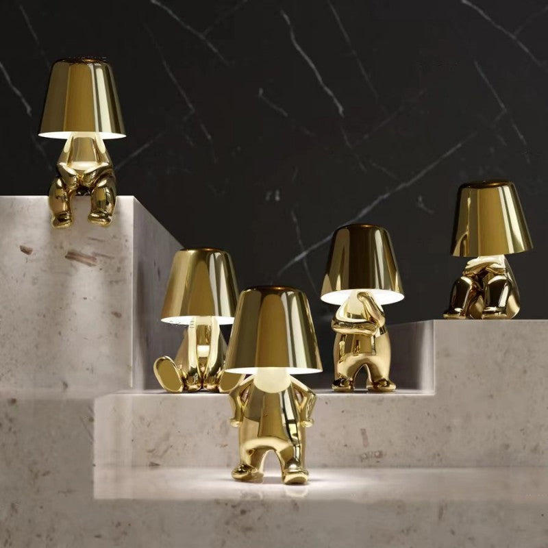 Modern Decorative Table Lamp Human Figure Metal Finish Gold Silver — Image 10