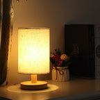 Modern Wooden Table Lamp with Minimalist Fabric Shade for Bedroom and Living Room Decor — Image 5