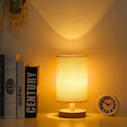 Modern Wooden Table Lamp with Minimalist Fabric Shade for Bedroom and Living Room Decor — Image 7