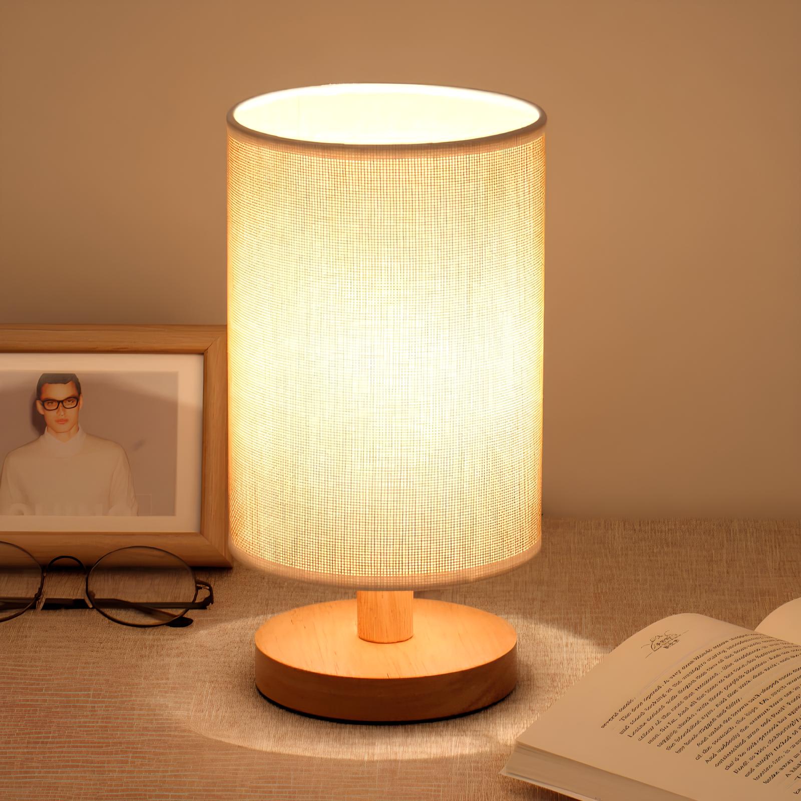 Modern Wooden Table Lamp with Minimalist Fabric Shade for Bedroom and Living Room Decor — Image 10