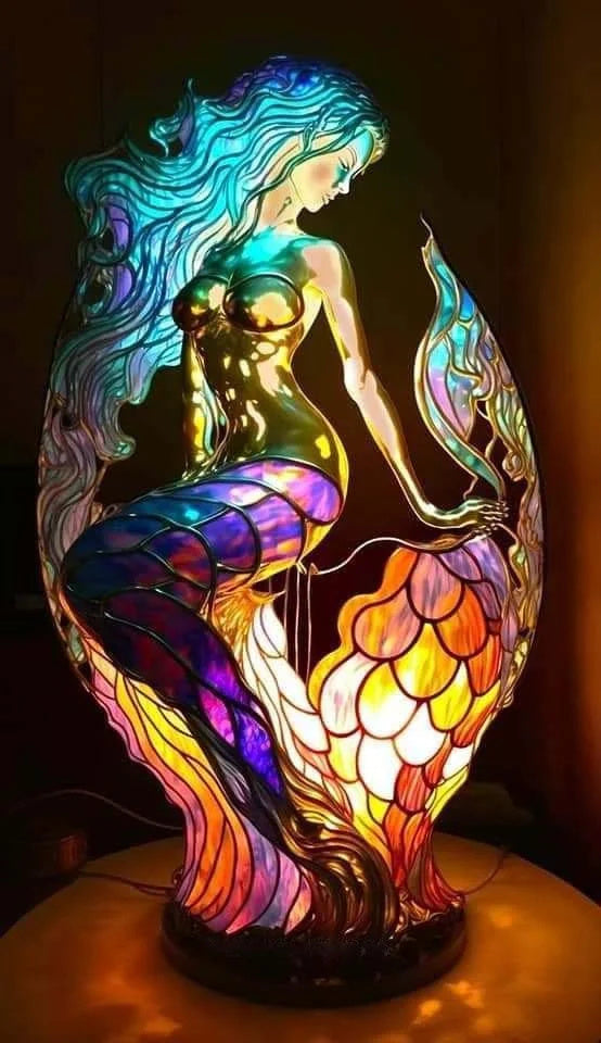 Artistic Stained Glass Animal Lamp Multicolor Handcrafted Home Decor Night Light — Image 5