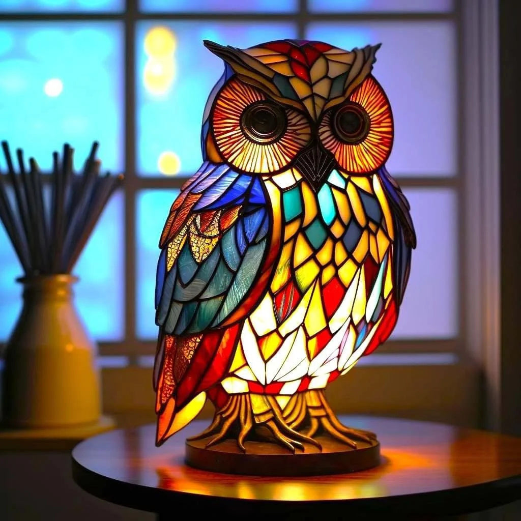 Artistic Stained Glass Animal Lamp Multicolor Handcrafted Home Decor Night Light — Image 7