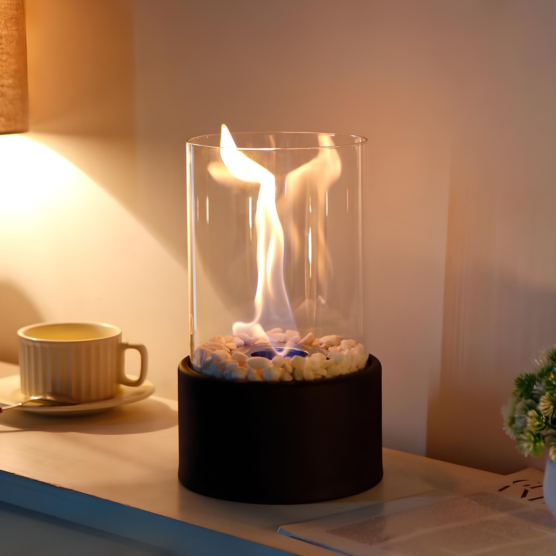 Glass Tabletop Fire Pit Portable Bioethanol Fireplace Indoor Outdoor Use — Image 3