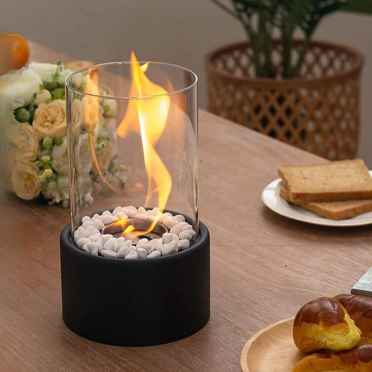 Glass Tabletop Fire Pit Portable Bioethanol Fireplace Indoor Outdoor Use — Image 7