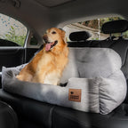 Funny Fuzzy Pet Car Seat Bed Plush Cushion Safety Belts Gray — Image 4