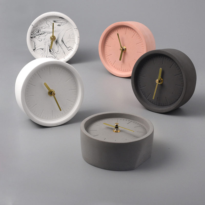 Modern Minimalist Concrete Desk Clock Silent Quartz Movement Home Office Decor — Image 3