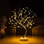 LED Bonsai Tree Light Silver Tabletop Lamp Warm White Fairy Lights — Main Image