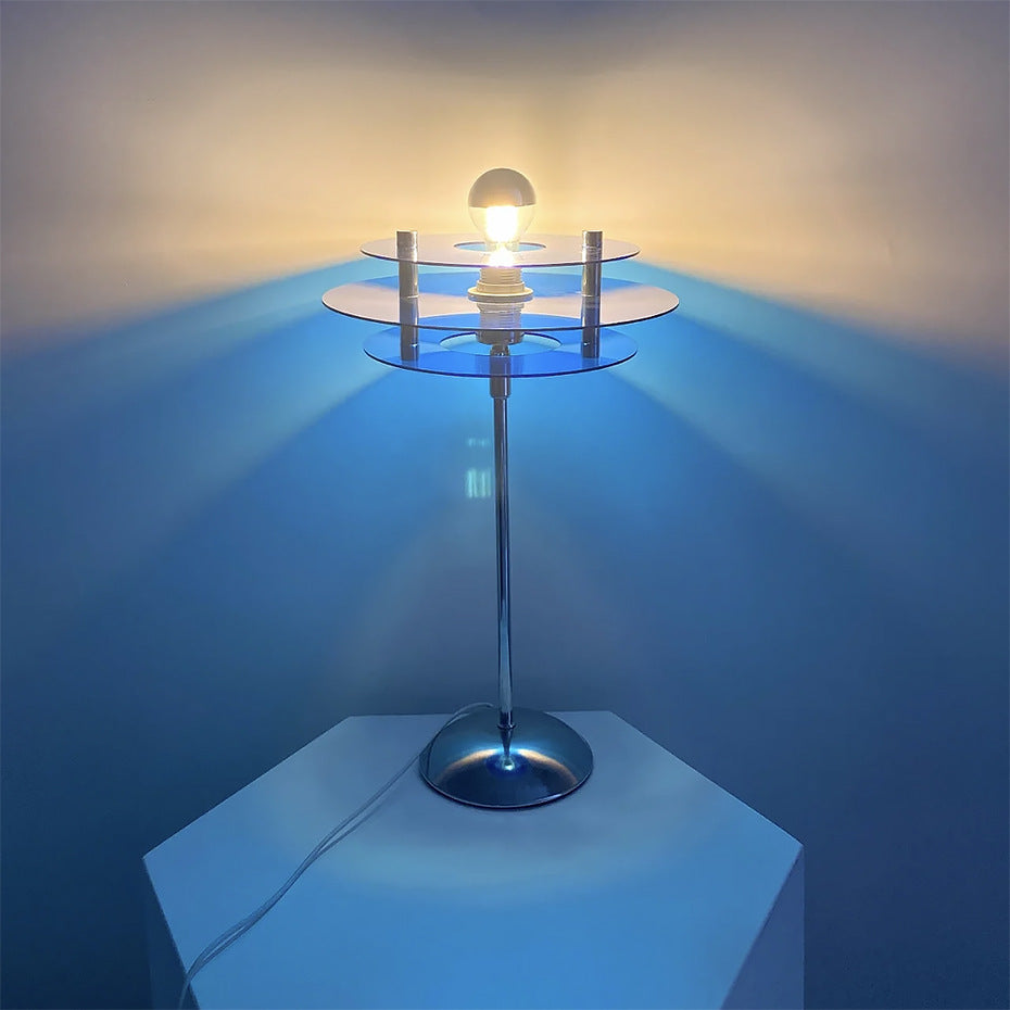 Modern LED Table Lamp Acrylic Adjustable Light Patterns Blue Home Decor — Image 3