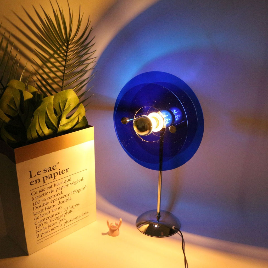 Modern LED Table Lamp Acrylic Adjustable Light Patterns Blue Home Decor — Image 5