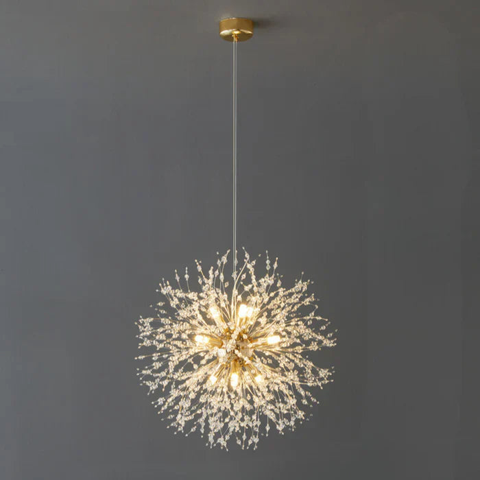 Luxurious Crystal Chandelier Pendant Light Fixture Dandelion Design Gold — Main Image