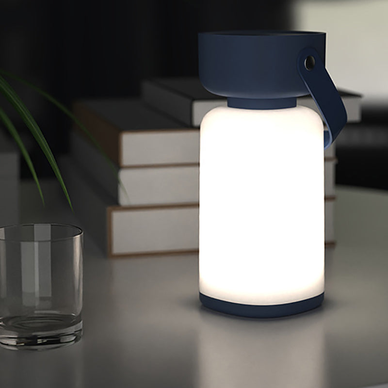 Portable LED Lantern Rechargeable USB Dimmable Brightness with Handle Blue Brown — Image 3