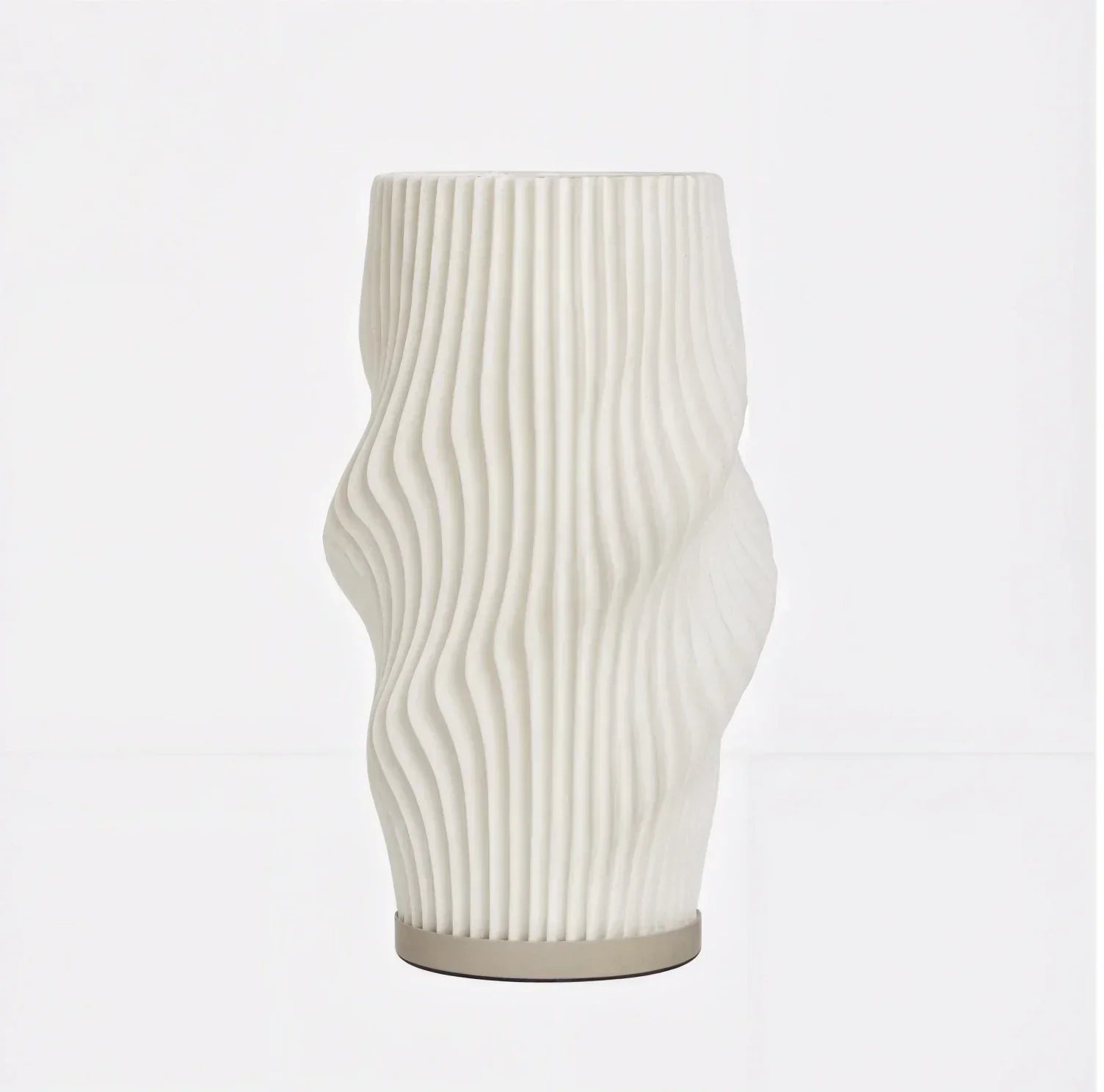 Elegant Wave Design Table Lamp - White Ceramic, Ambient Lighting, 12-inch — Image 2