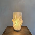 Elegant Wave Design Table Lamp - White Ceramic, Ambient Lighting, 12-inch — Image 5